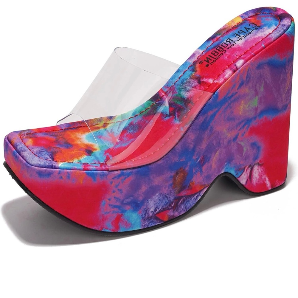 Cape Robbin Vibrant Multicolor Platform Wedges